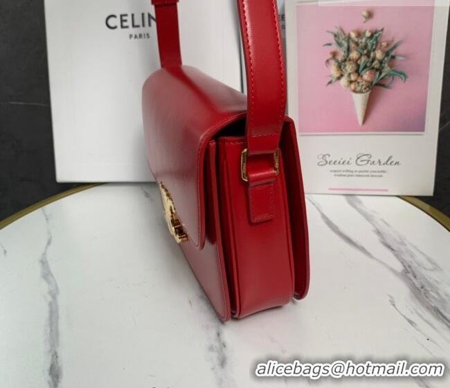 Best Price Celine Classique Triomphe Bag in Shiny Calfskin Leather 187366 Red 2026