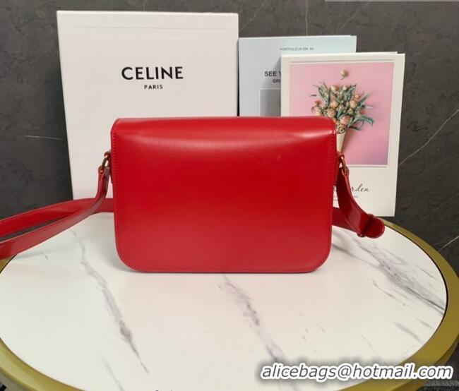 Best Price Celine Classique Triomphe Bag in Shiny Calfskin Leather 187366 Red 2026