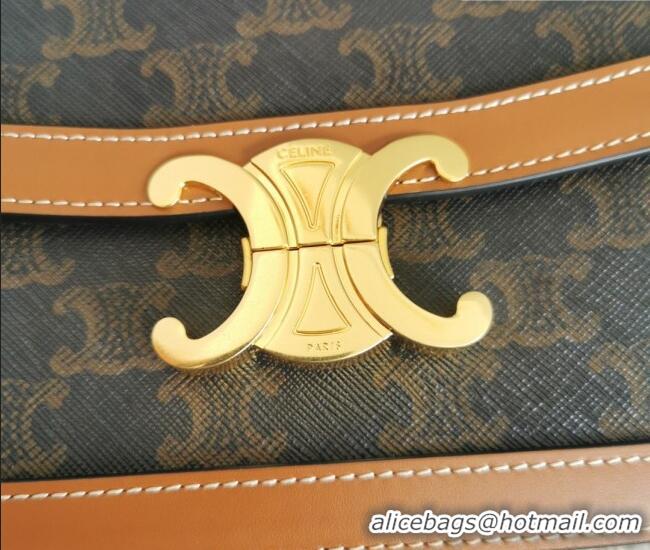 Best Quality Celine Classique Triomphe Bag in Canvas and Calfskin Leather 187366 Brown 2026