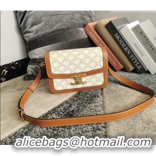 Unique Grade Celine Classique Triomphe Bag in Canvas and Calfskin Leather 187366 White 2026