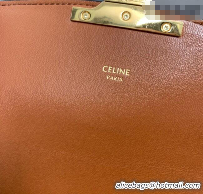 Best Product Celine Classique Triomphe Bag in Linen Canvas and Calfskin Leather 187366 Beige 2026