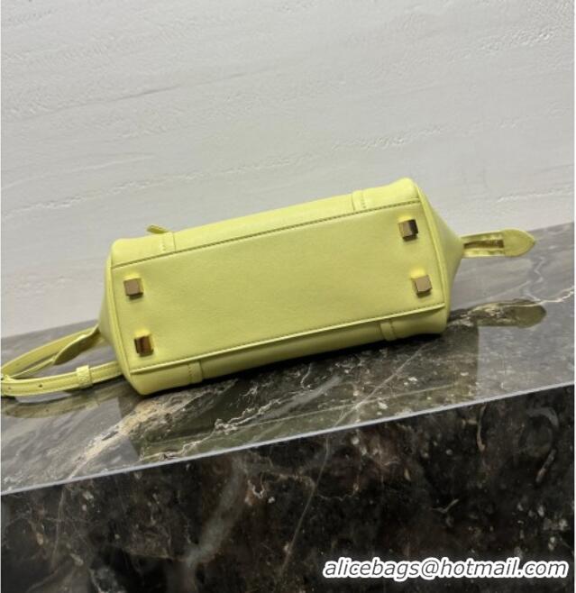 Luxury Cheap Celine Small New Luggage in Supple Shiny Lambskin 124213 Citrus Yellow 2025