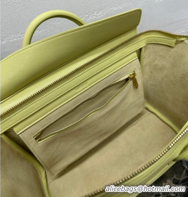 Luxury Cheap Celine Small New Luggage in Supple Shiny Lambskin 124213 Citrus Yellow 2025