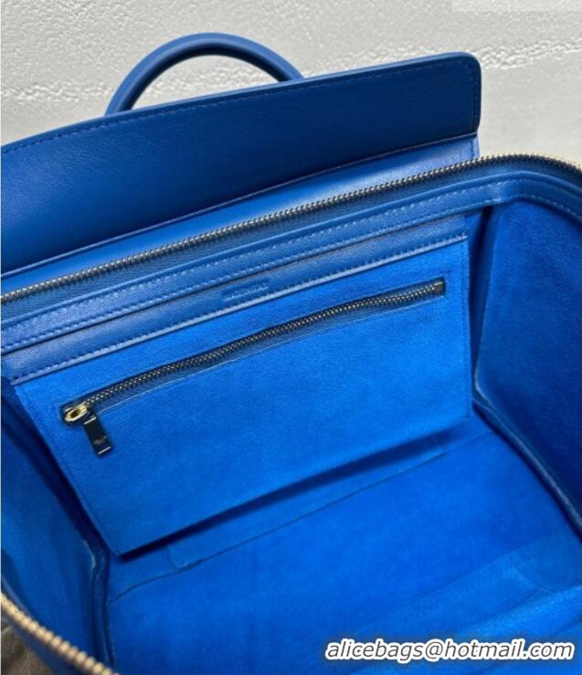 Best Quality Celine Small New Luggage in Supple Shiny Lambskin 124213 Oxide Blue 2025