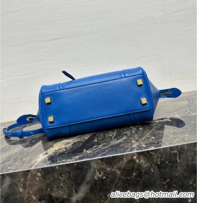 Best Quality Celine Small New Luggage in Supple Shiny Lambskin 124213 Oxide Blue 2025