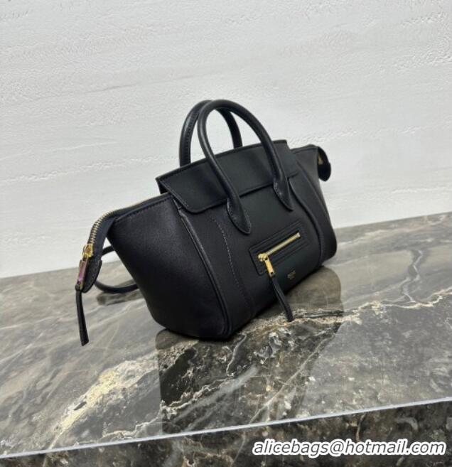 Best Price Celine Small New Luggage in Supple Shiny Lambskin 124213 Black 2025
