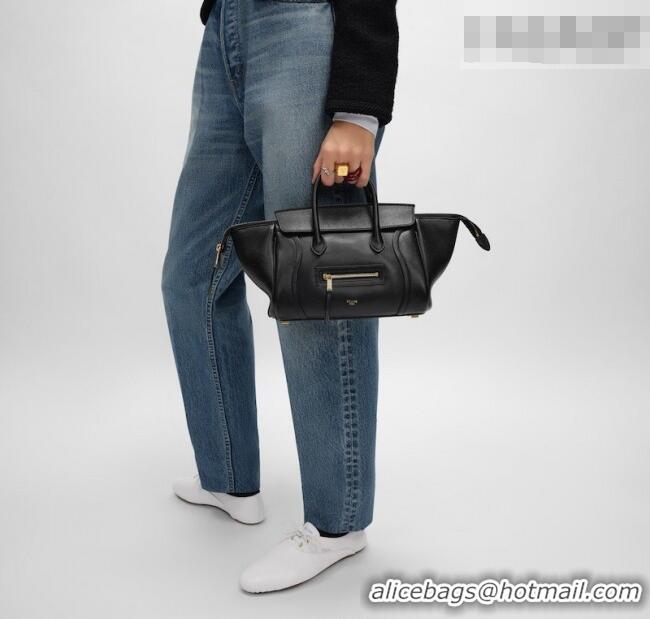 Best Price Celine Small New Luggage in Supple Shiny Lambskin 124213 Black 2025