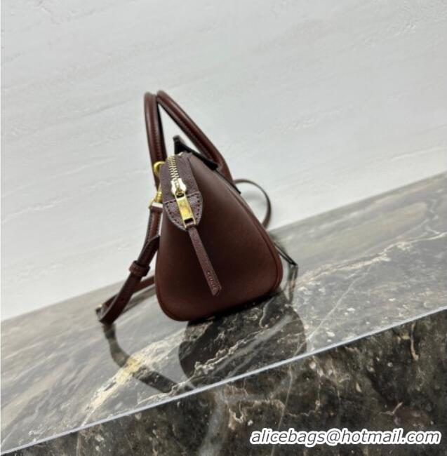 Famous Brand Celine Small New Luggage in Supple Shiny Lambskin 124213 Burgundy 2025