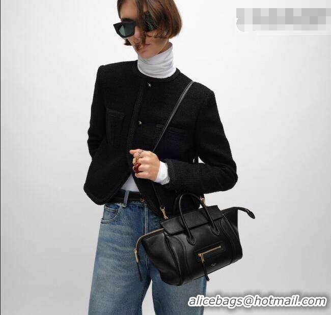 Famous Brand Celine Small New Luggage in Supple Shiny Lambskin 124213 Burgundy 2025