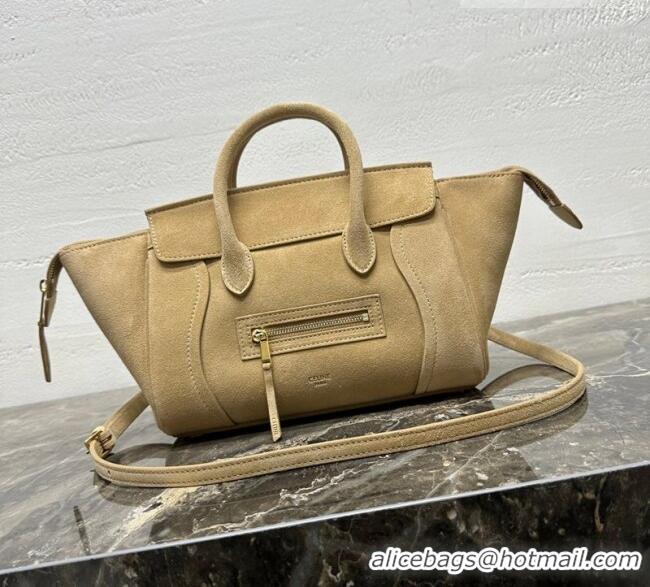Affordable Price Celine Small New Luggage in Suede 124213 Beige 2025