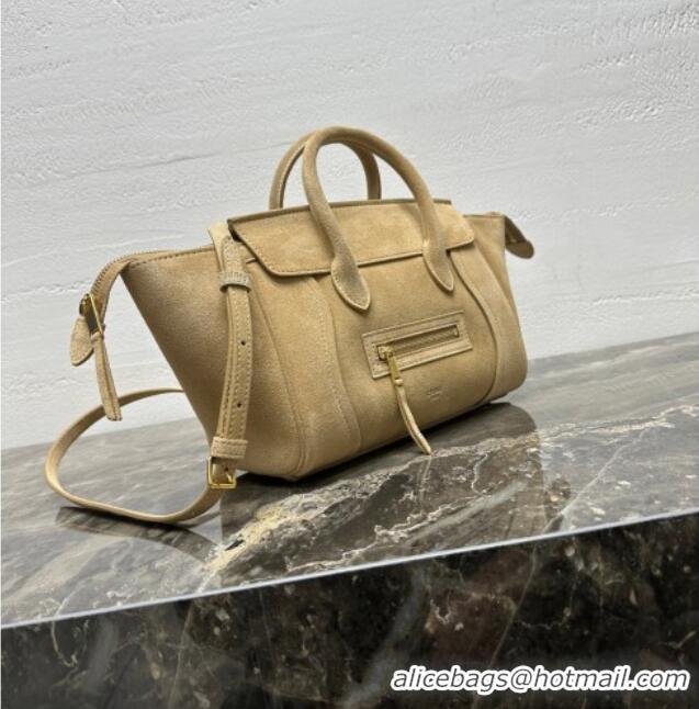 Affordable Price Celine Small New Luggage in Suede 124213 Beige 2025