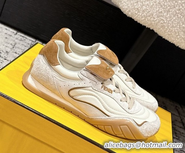 Grade Quality Fendi Wave Pulse Low-tops Sneakers in Fabric and Suede White 1216066 2026