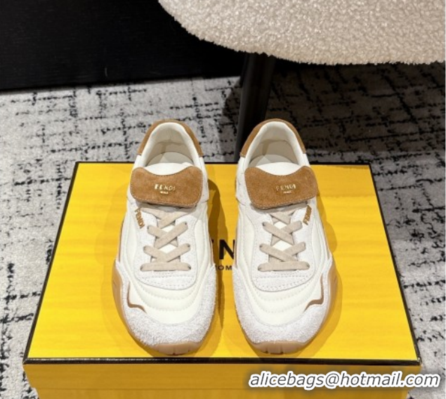 Grade Quality Fendi Wave Pulse Low-tops Sneakers in Fabric and Suede White 1216066 2026