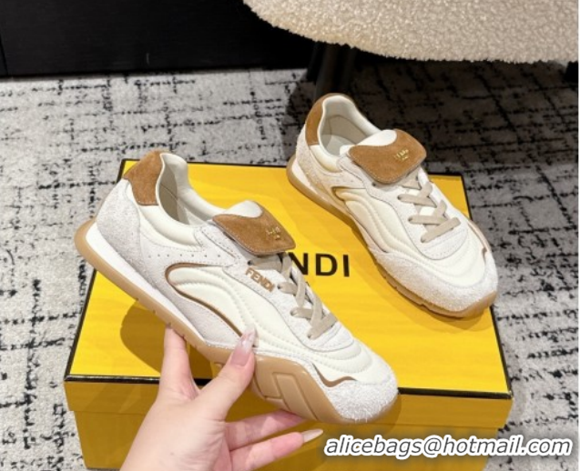 Grade Quality Fendi Wave Pulse Low-tops Sneakers in Fabric and Suede White 1216066 2026