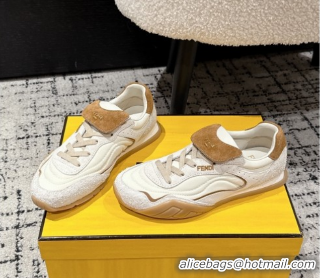 Grade Quality Fendi Wave Pulse Low-tops Sneakers in Fabric and Suede White 1216066 2026