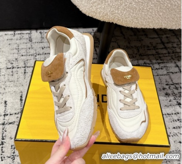 Grade Quality Fendi Wave Pulse Low-tops Sneakers in Fabric and Suede White 1216066 2026