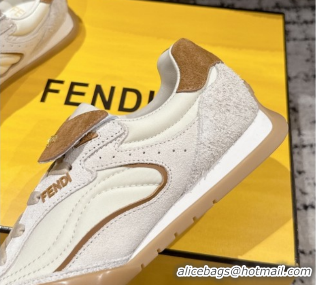 Grade Quality Fendi Wave Pulse Low-tops Sneakers in Fabric and Suede White 1216066 2026