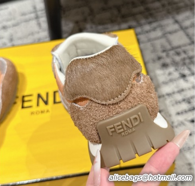 Top Grade Fendi Wave Pulse Low-tops Sneakers in Fabric and Suede Orange/Brown 1216068 2026