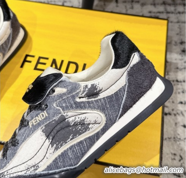 Unique Style Fendi Wave Pulse Low-tops Sneakers in Fabric and Suede Black/Blue 1216069 2026