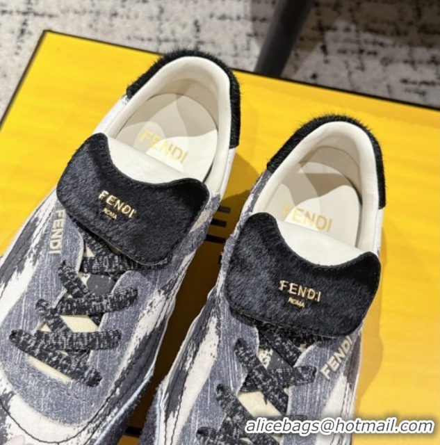 Unique Style Fendi Wave Pulse Low-tops Sneakers in Fabric and Suede Black/Blue 1216069 2026