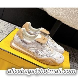 Best Price Fendi Wave Pulse Low-tops Sneakers in Fabric and Suede White/Grey 1216070 2026