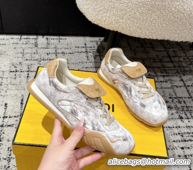Best Price Fendi Wave Pulse Low-tops Sneakers in Fabric and Suede White/Grey 1216070 2026