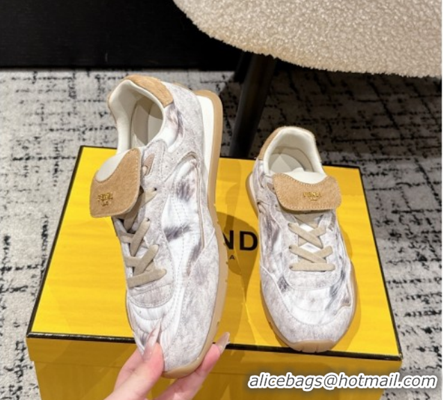 Best Price Fendi Wave Pulse Low-tops Sneakers in Fabric and Suede White/Grey 1216070 2026