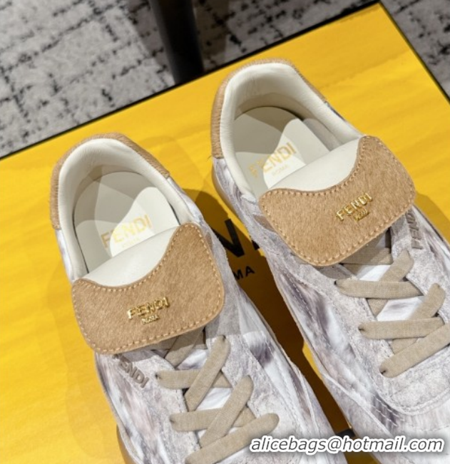 Best Price Fendi Wave Pulse Low-tops Sneakers in Fabric and Suede White/Grey 1216070 2026