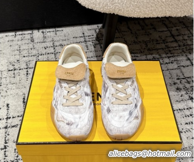 Best Price Fendi Wave Pulse Low-tops Sneakers in Fabric and Suede White/Grey 1216070 2026