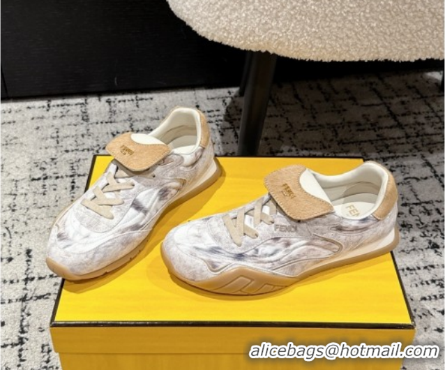 Best Price Fendi Wave Pulse Low-tops Sneakers in Fabric and Suede White/Grey 1216070 2026