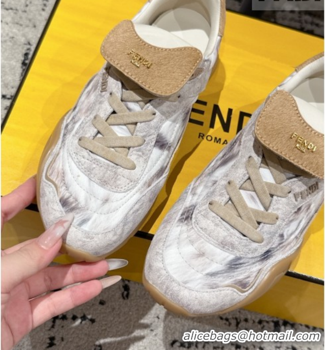 Best Price Fendi Wave Pulse Low-tops Sneakers in Fabric and Suede White/Grey 1216070 2026
