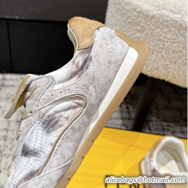 Best Price Fendi Wave Pulse Low-tops Sneakers in Fabric and Suede White/Grey 1216070 2026