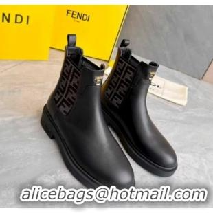 Low Price Fendi Filo Biker Ankle Boots 3.5cm in FF Canvas and Calfskin Leather Black/Grey FE121602 2026