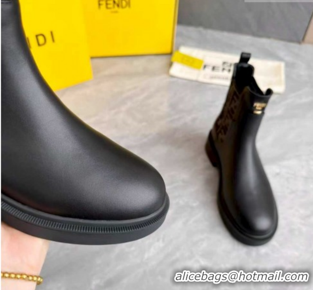 Low Price Fendi Filo Biker Ankle Boots 3.5cm in FF Canvas and Calfskin Leather Black/Grey FE121602 2026
