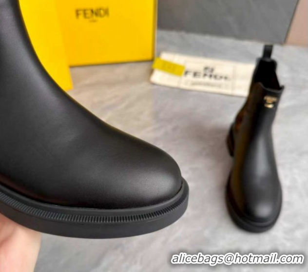 Low Cost Fendi Filo Biker Ankle Boots 3.5cm in FF Canvas and Calfskin Leather Black/Brown FE121602 2026