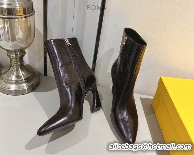 Durable Fendi Arco Heel Ankle Boots 8cm in Hagfish Embossed Leather Dark Brown 1216077 2026