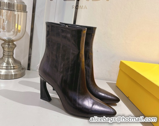 Durable Fendi Arco Heel Ankle Boots 8cm in Hagfish Embossed Leather Dark Brown 1216077 2026
