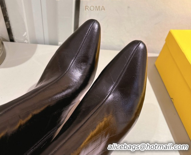 Durable Fendi Arco Heel Ankle Boots 8cm in Hagfish Embossed Leather Dark Brown 1216077 2026