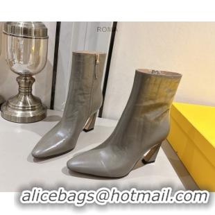 Top Design Fendi Arco Heel Ankle Boots 8cm in Hagfish Embossed Leather Grey 1216078 2026