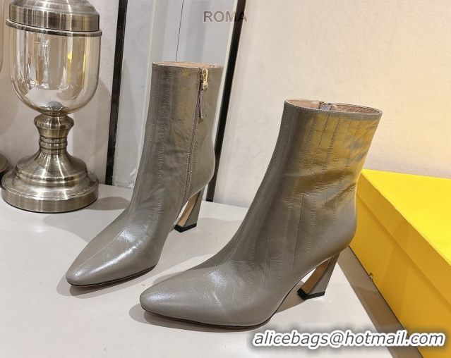 Top Design Fendi Arco Heel Ankle Boots 8cm in Hagfish Embossed Leather Grey 1216078 2026