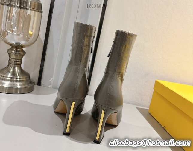 Top Design Fendi Arco Heel Ankle Boots 8cm in Hagfish Embossed Leather Grey 1216078 2026