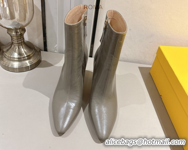 Top Design Fendi Arco Heel Ankle Boots 8cm in Hagfish Embossed Leather Grey 1216078 2026
