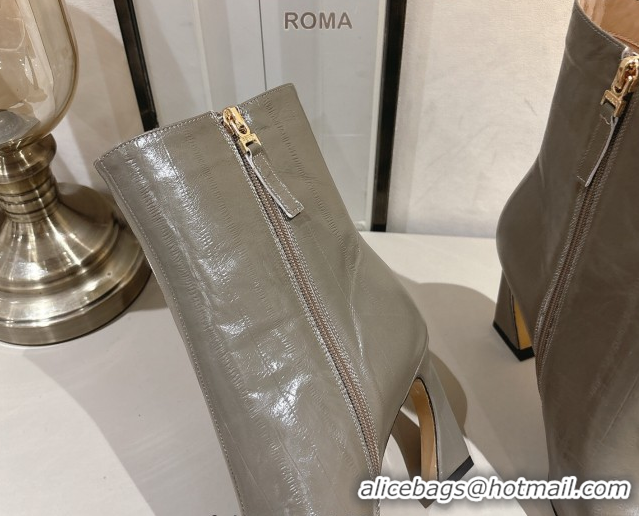 Top Design Fendi Arco Heel Ankle Boots 8cm in Hagfish Embossed Leather Grey 1216078 2026