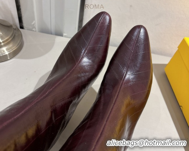 Cheapest Fendi Arco Heel High Boots 8cm in Hagfish Embossed Leather Dark Brown 1216079 2026