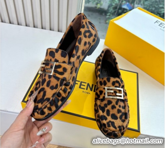 Top Grade Fendi Baguette Flat Loafers in Leopard Print FE121603 2026
