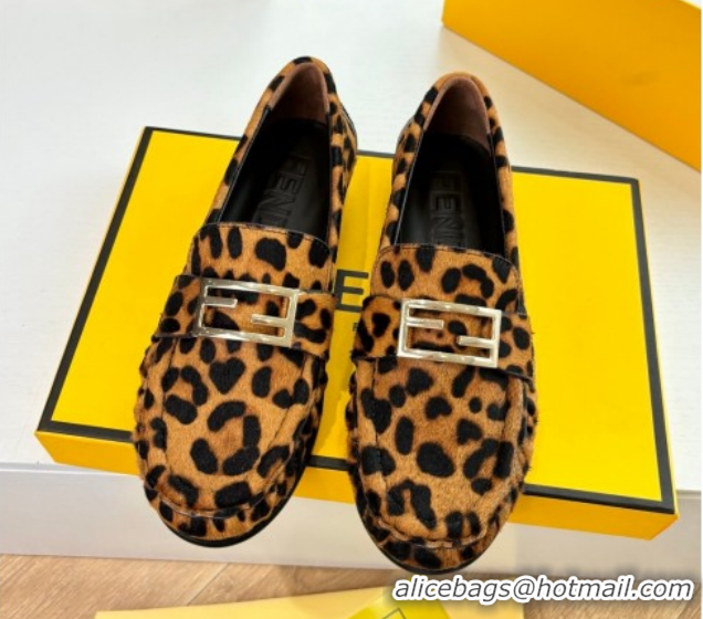 Top Grade Fendi Baguette Flat Loafers in Leopard Print FE121603 2026