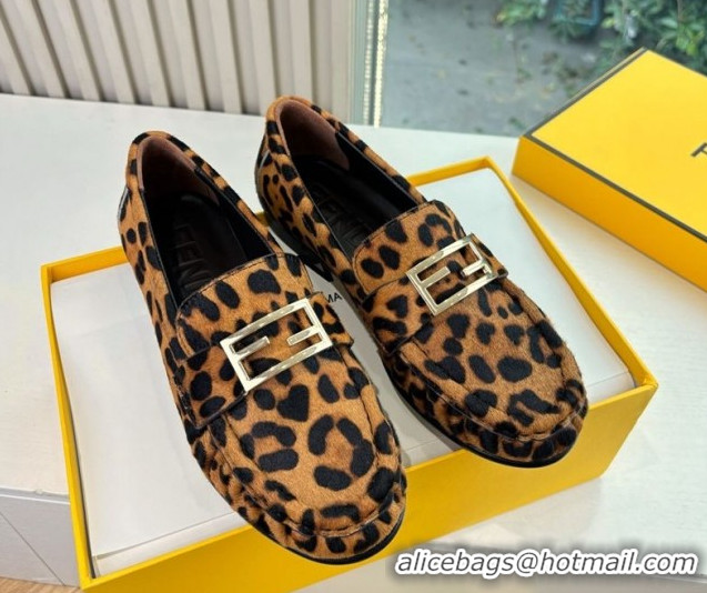 Top Grade Fendi Baguette Flat Loafers in Leopard Print FE121603 2026
