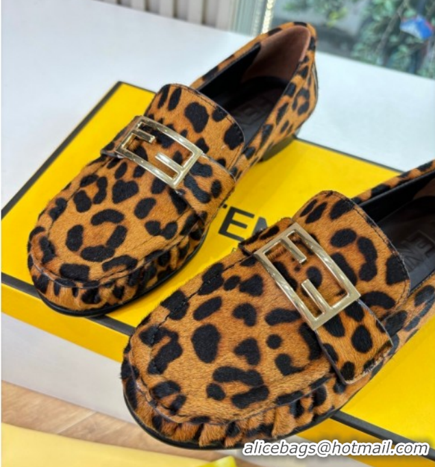 Top Grade Fendi Baguette Flat Loafers in Leopard Print FE121603 2026
