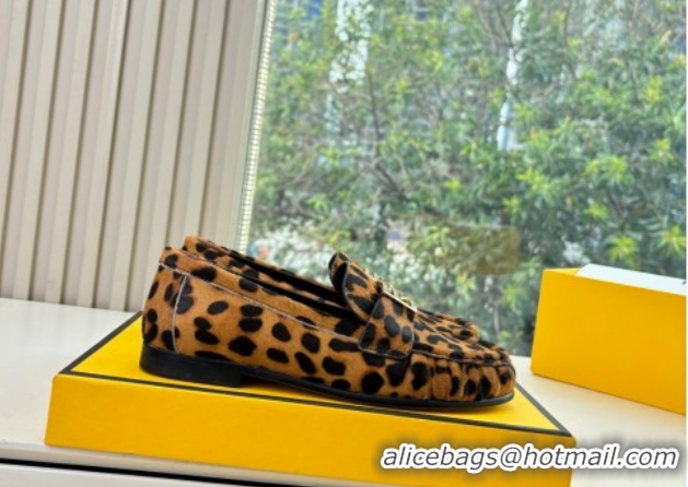 Top Grade Fendi Baguette Flat Loafers in Leopard Print FE121603 2026
