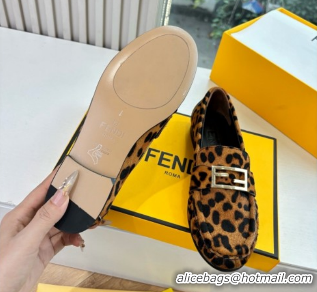 Top Grade Fendi Baguette Flat Loafers in Leopard Print FE121603 2026